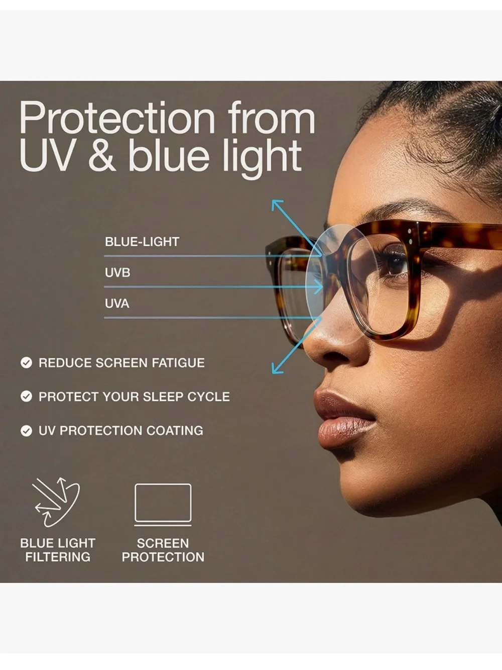 Women's Tortoiseshell Pattern Blue Light Oversized Glasses - Set of 2